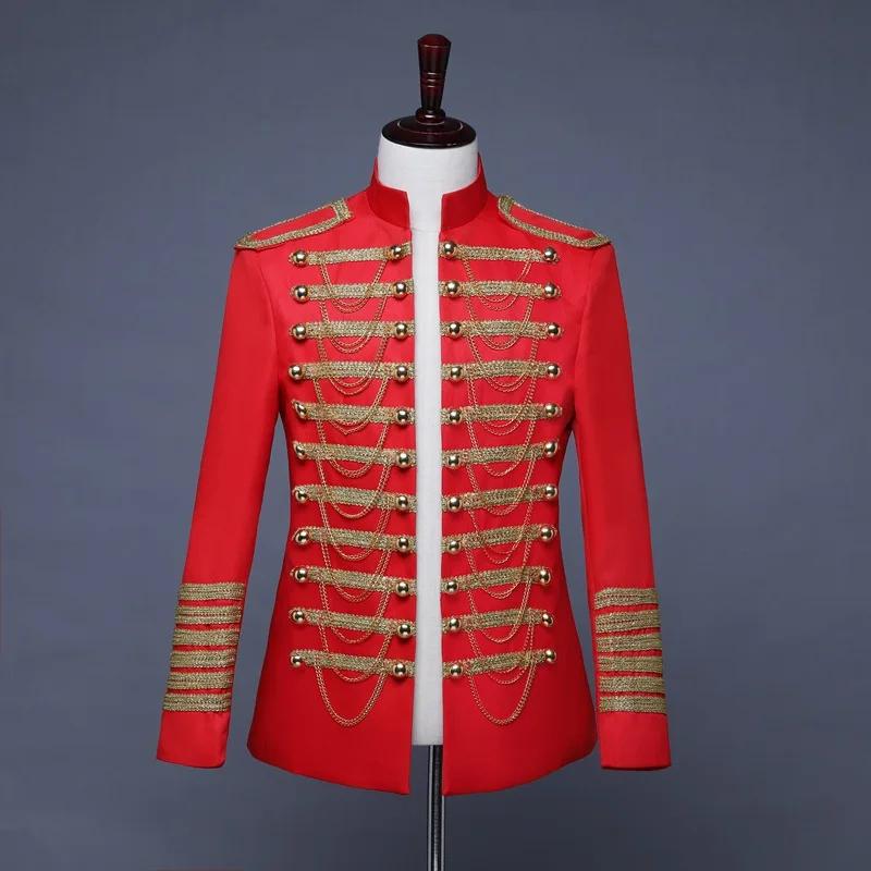 Costume de Prince Steampunk, Veste Militaire à Chaînes et Pompons, Blazer de Chanteur Pop Stars, Ten