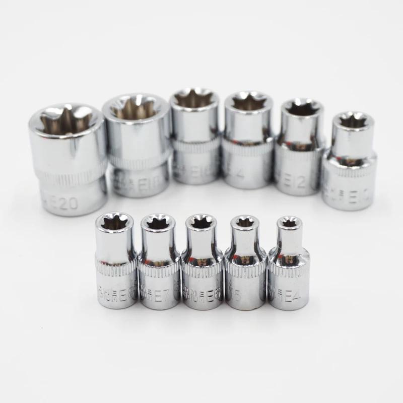 Jeu de douilles étoile 1/4 "3/8", 11 pièces, tête de clé à douilles femelle de Type E E4 E5 E6 E7 E8