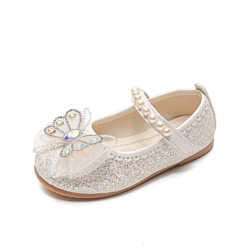 Nouvelles Chaussures Souples de Princesse en Cristal 2026 pour Enfants – Ballerines Décontractées et
