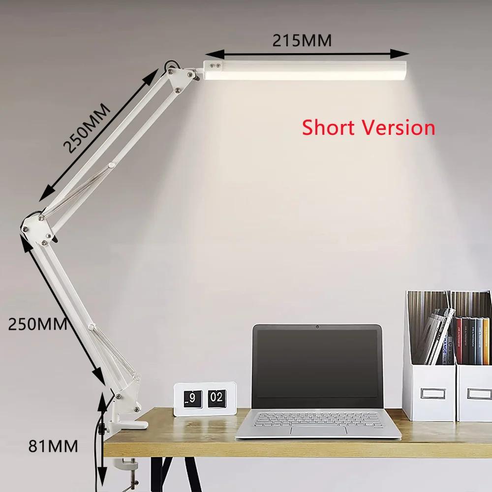 Lampe de bureau LED avec pince 10W lampe de bureau à bras oscillant lampe de bureau à intensité vari