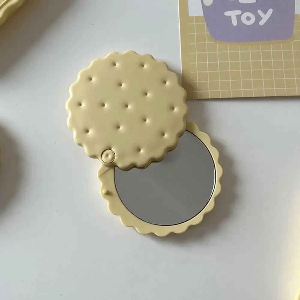 Mini miroir de poche en forme de biscuit au fromage, portable, pliable, pour maquillage, pour voyage