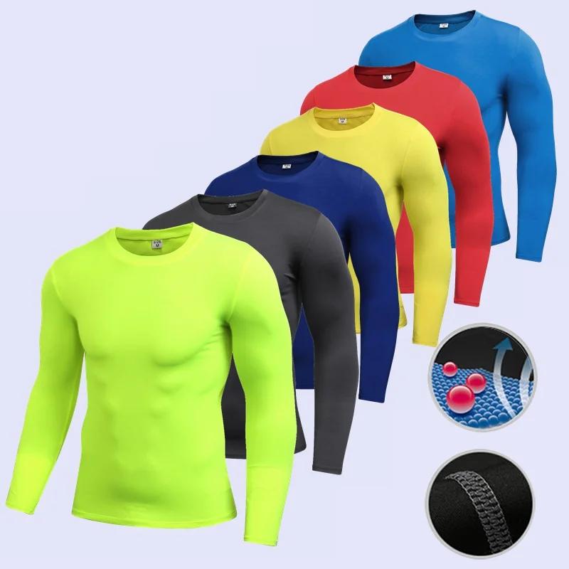 Hommes Compression course T-Shirt Fitness serré à manches longues Sport T-shirt formation Jogging ch