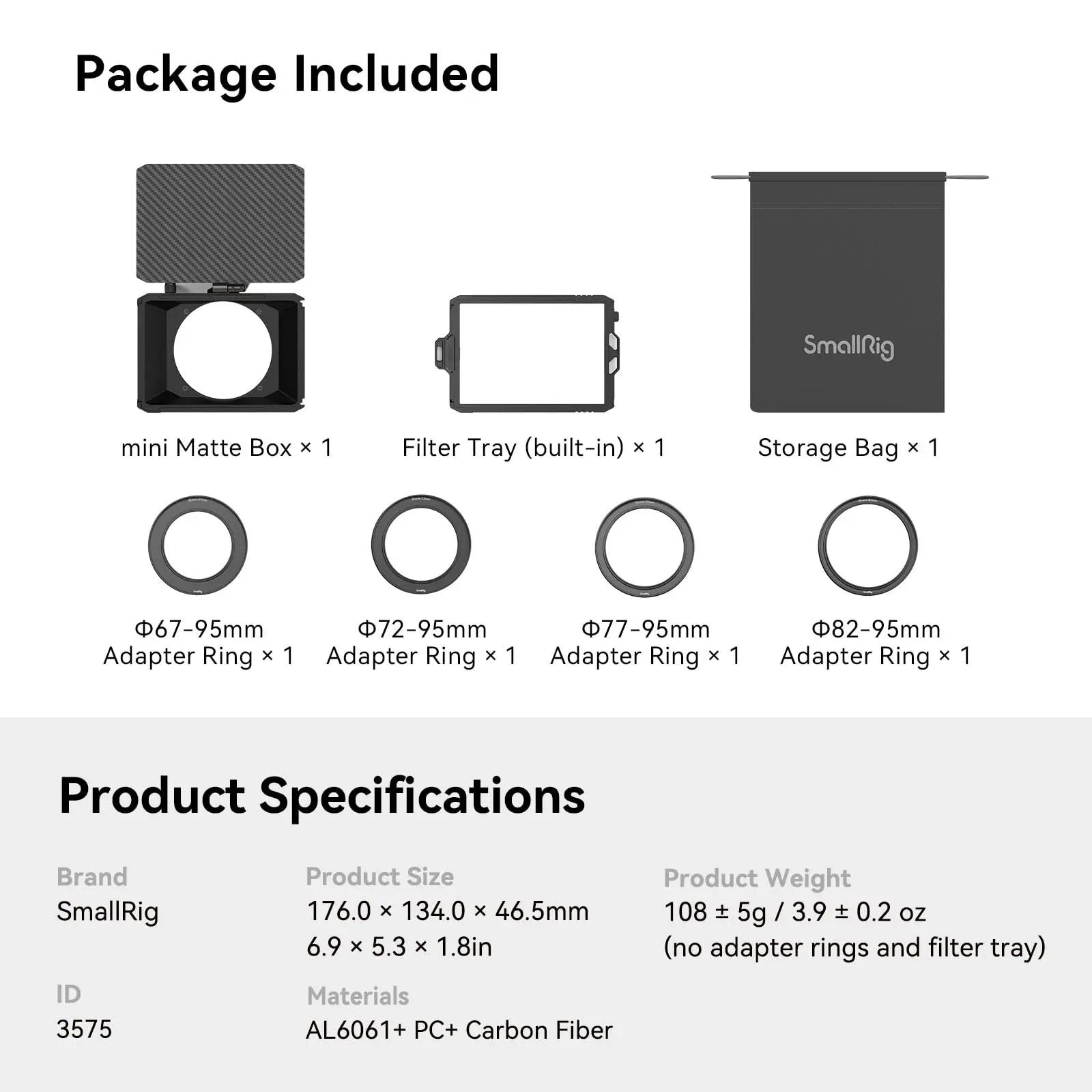 SmallRig Mini Matte Box Lite pour appareils photo reflex numériques et sans miroir empêche la lumièr