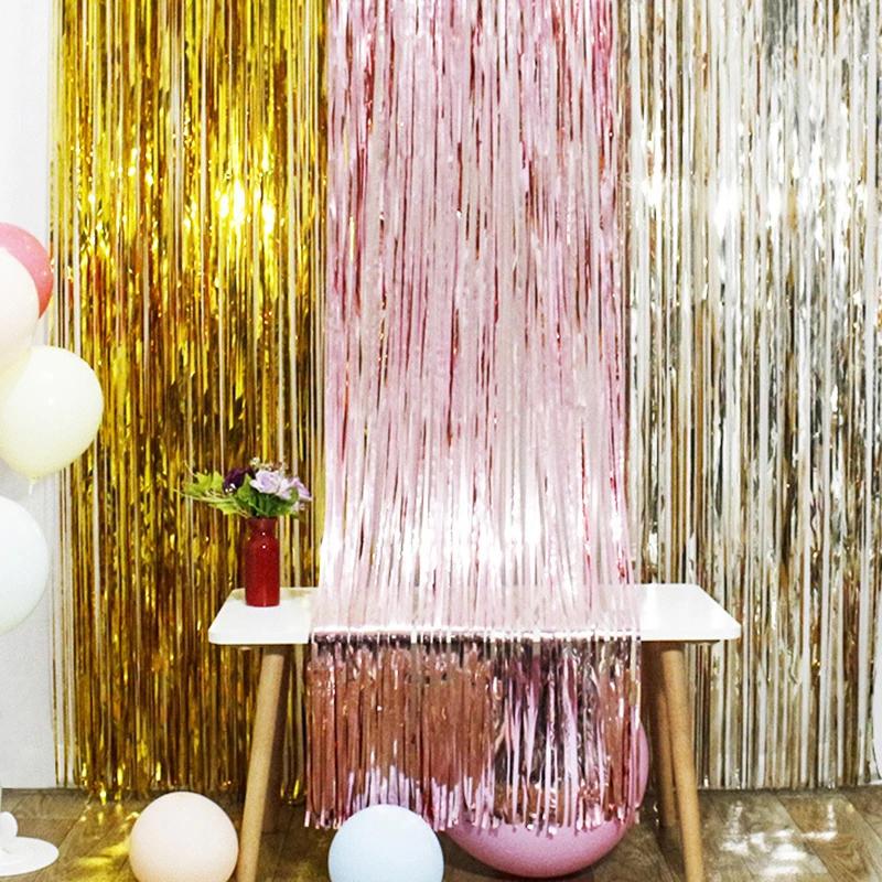 Rideau mural à franges en aluminium, 2/3M, décoration de fête de mariage, à paillettes, pour enterre