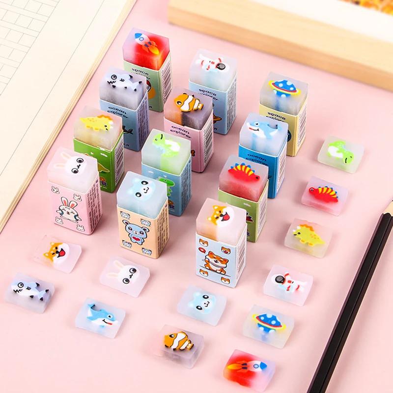 Gommes à motif de fusée d'animaux de dessin animé mignon, 10 pièces, cadeaux de fête d'anniversaire