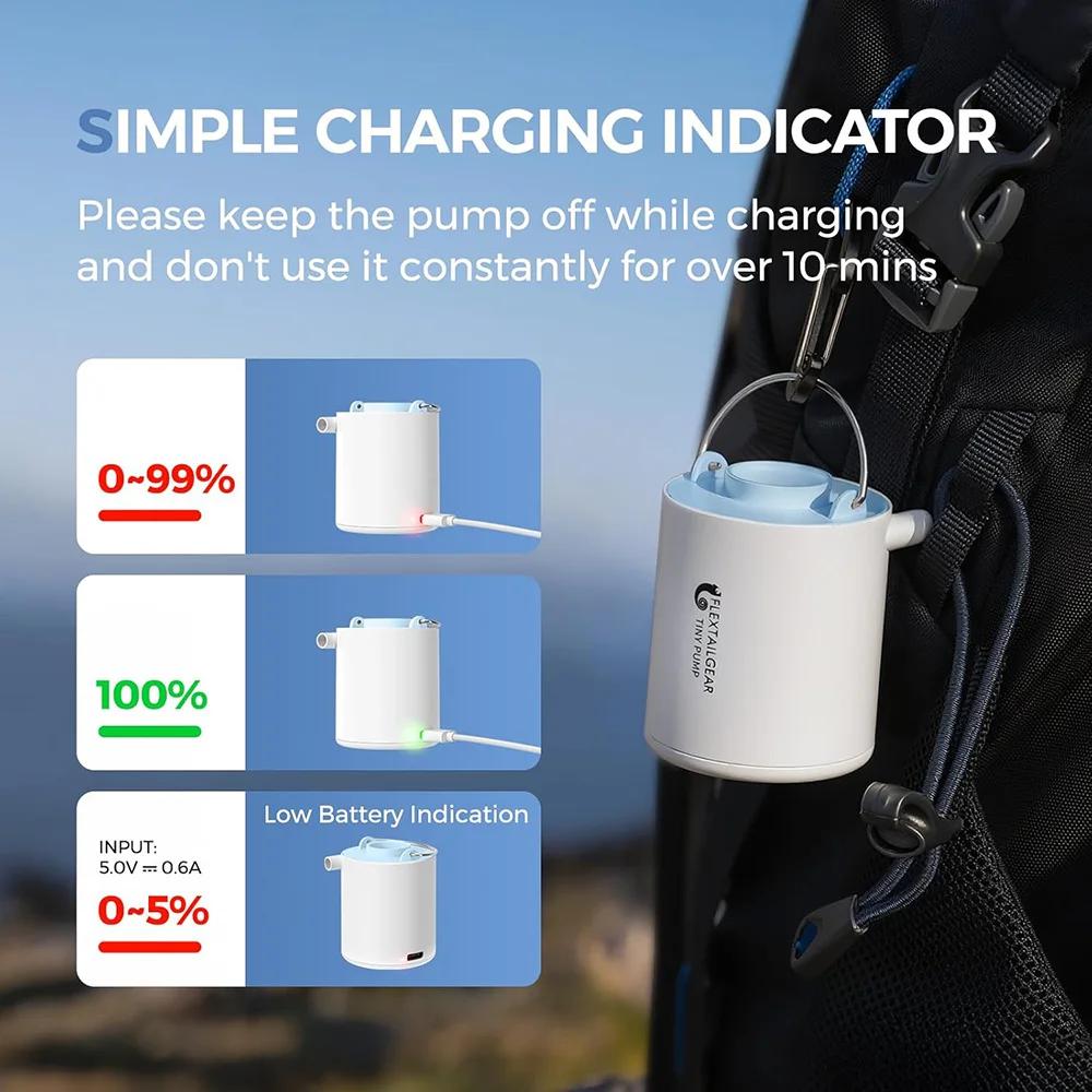 FLEXTAIL TINY PUMP X - Pompe à air de camping portable avec batterie de 1300 mAh rechargeable pour f