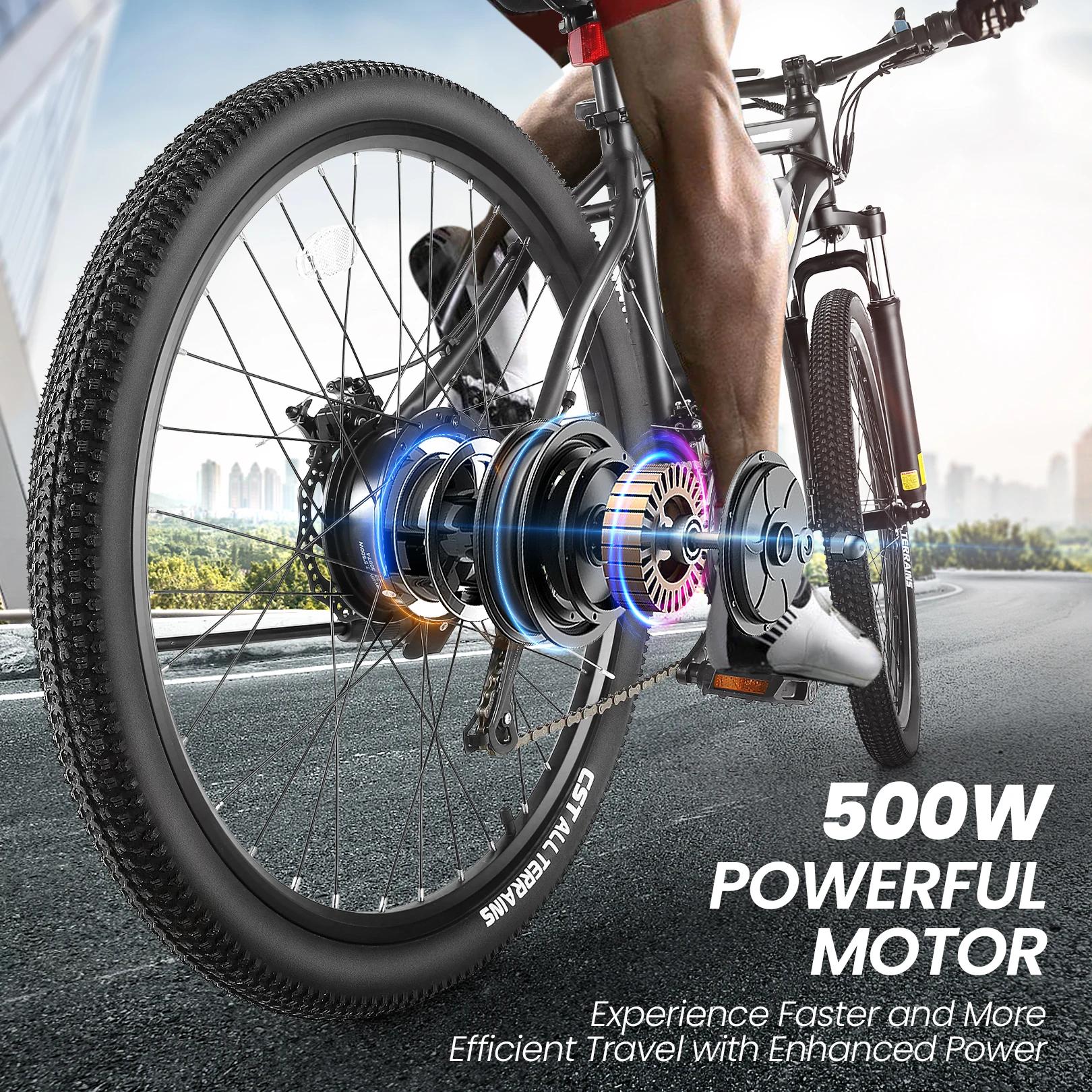 Vélo électrique 27.5 pouces pour adultes, avec moteur Patricia 500W, batterie perfective 49,2 WH, fo