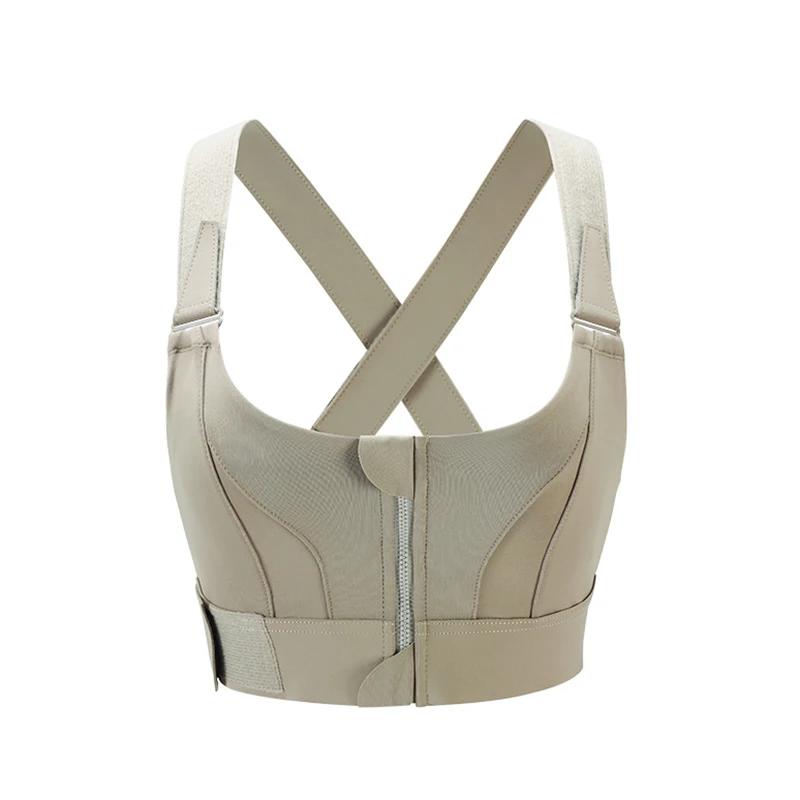 Femmes Sport soutien-gorge collants haut court Yoga gilet avant fermeture éclair grande taille sangl