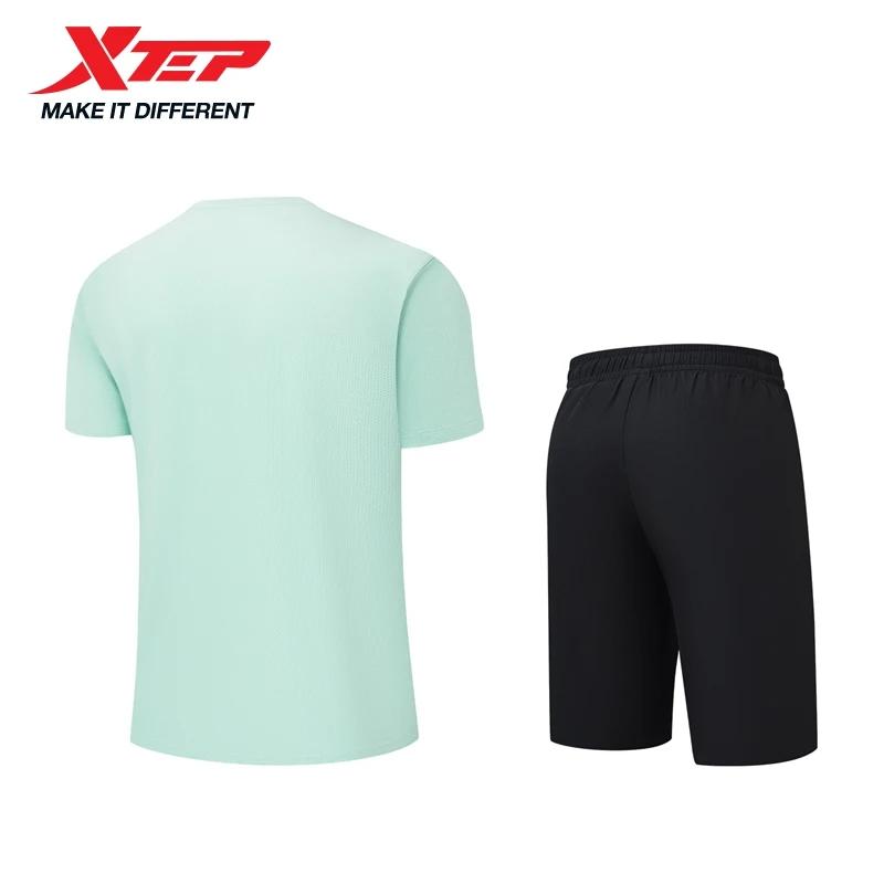 XTEP hommes t-shirt Shorts 2025 printemps été Absorption des chocs coussin hauts bas escalade en ple