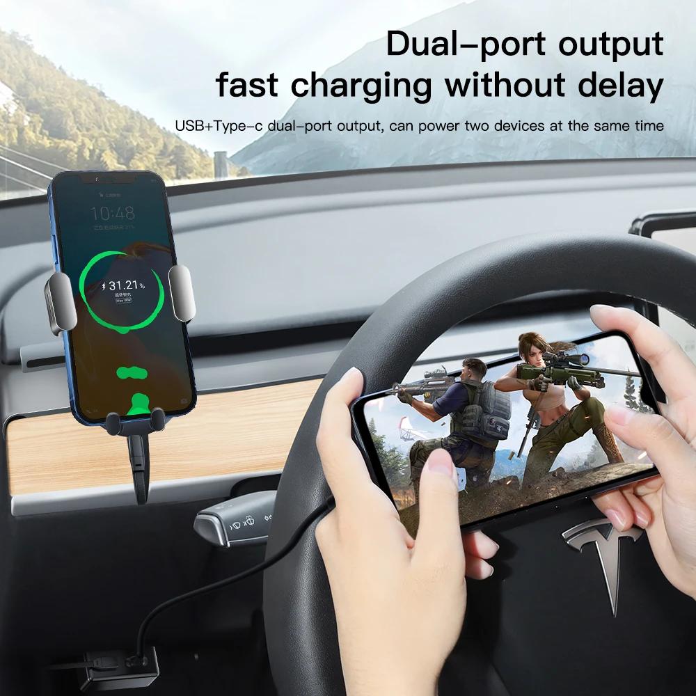 YZ Pour Tesla Model X S 3 Y Highland Juniper OBD Chargeur rapide USB et type C Double Port 48W Kit d