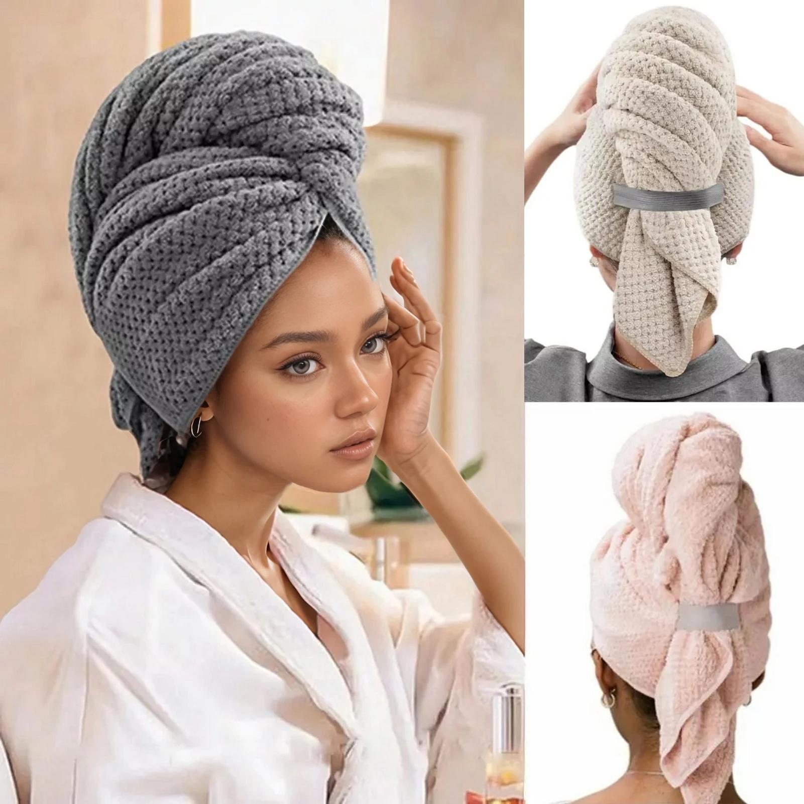Grands serviettes pour cheveux en microfibre, Ultra douces, avec boucle élastique, pour cheveux bouc