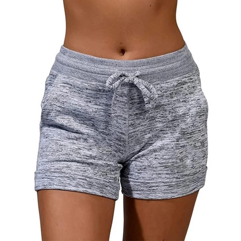 Short à taille élastiquée pour femme, pantalon de survêtement monochrome, pantalon de yoga, pantalon