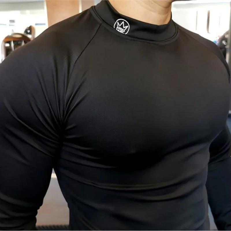 Nouveau T-shirt de course hommes à manches longues chemise de Compression haut d'entraînement de gym