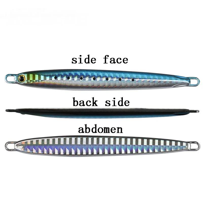 1Pc Long métal gabarit leurre de pêche coulée lente gabarits cuillère 10G 20G 30G 40G 60G bar de mer