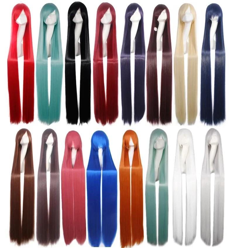 Perruque colorée longue de 100cm, perruques de fête pour Costume de Cosplay Anime, perruque synthéti