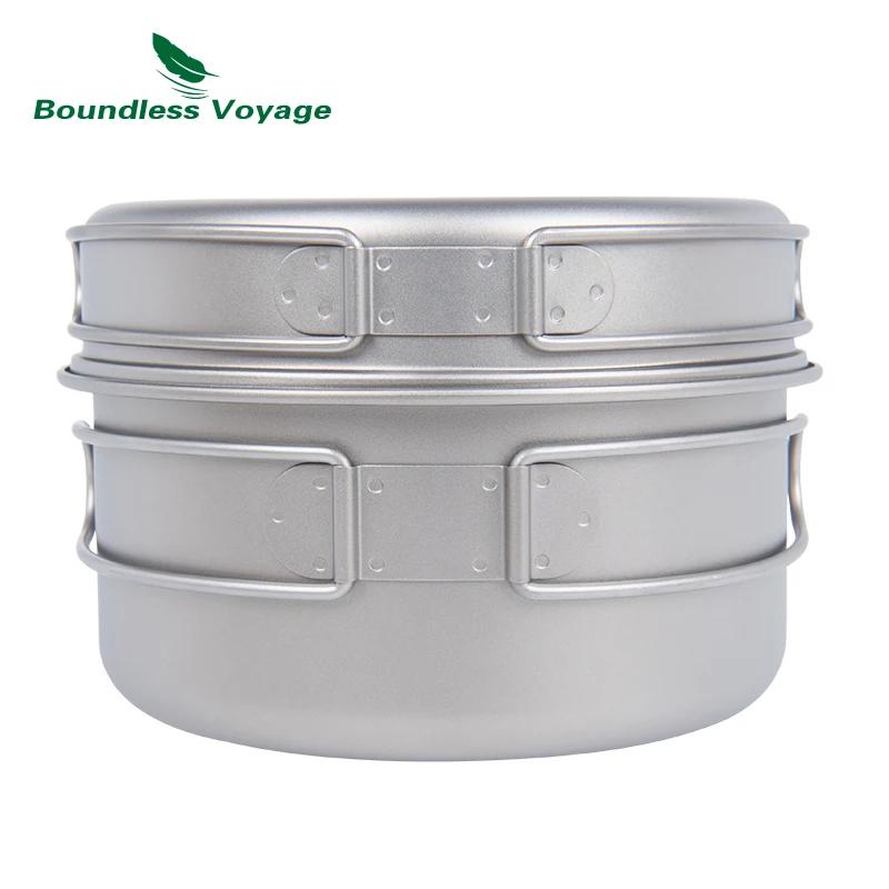 Ensemble casseroles titane ultraléger Boundless Voyage - Plaque pliante, bols 1000ml/500ml camping randonnée