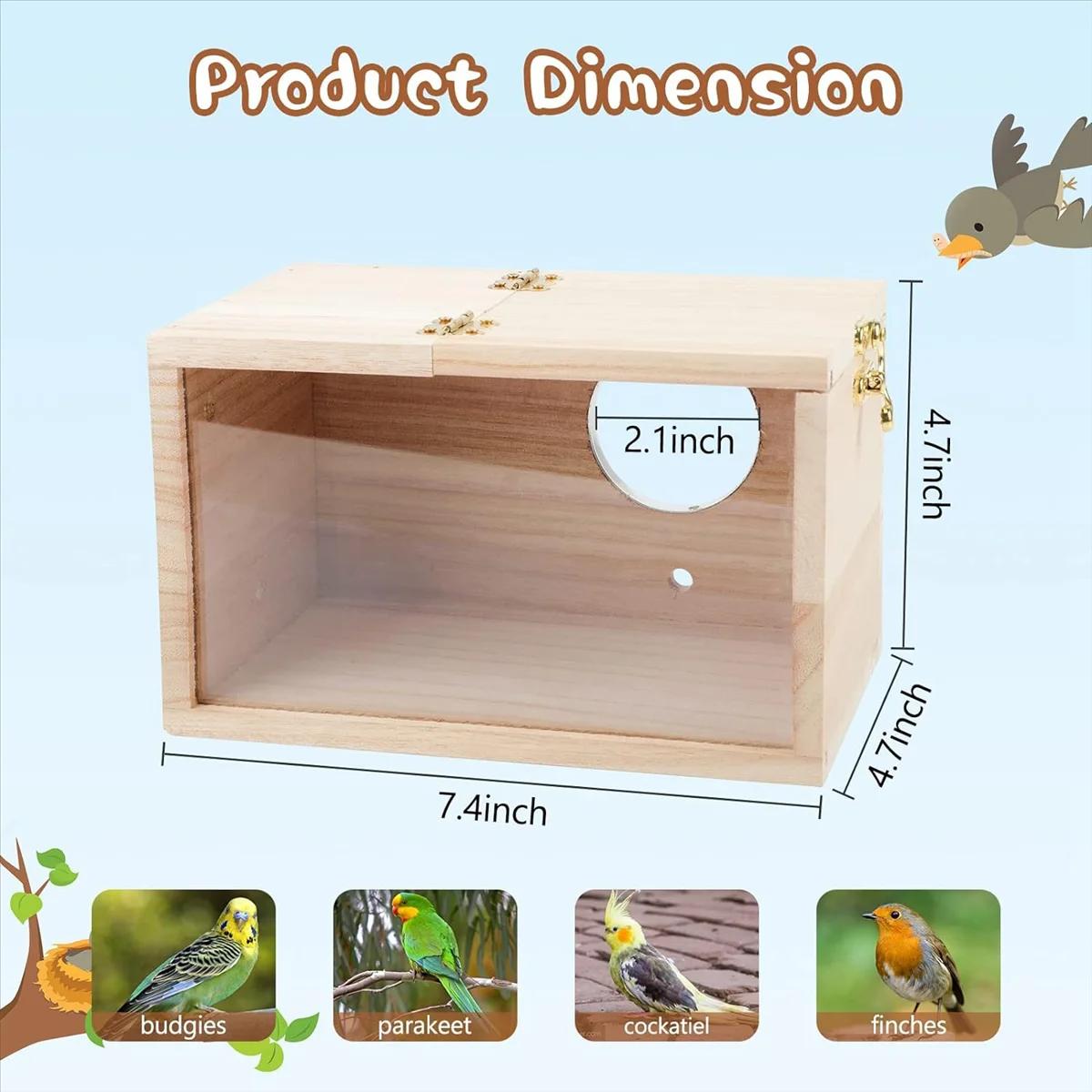 Boîte de nidification transparente pour perruche, nichoir en bois, perroquet, calopsitte, inséparabl