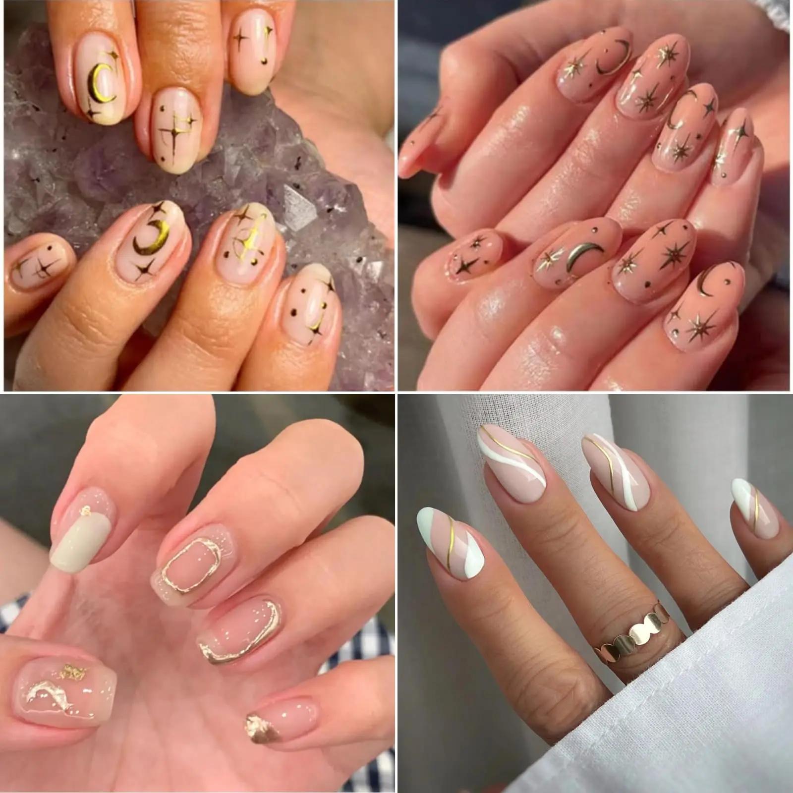 Autocollants pour ongles en or, 30 feuilles, autocollants 3D auto-adhésifs pour ongles, ligne dorée,