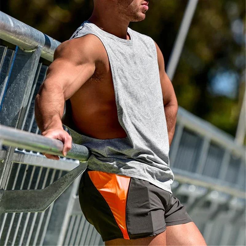 Débardeurs de sport pour hommes en coton, à découpes latérales, pour la course, la musculation et le