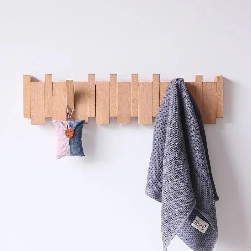 Porte-manteau mural en noyer noir, crochet à vêtements en bois massif, porte d'entrée, porte-manteau