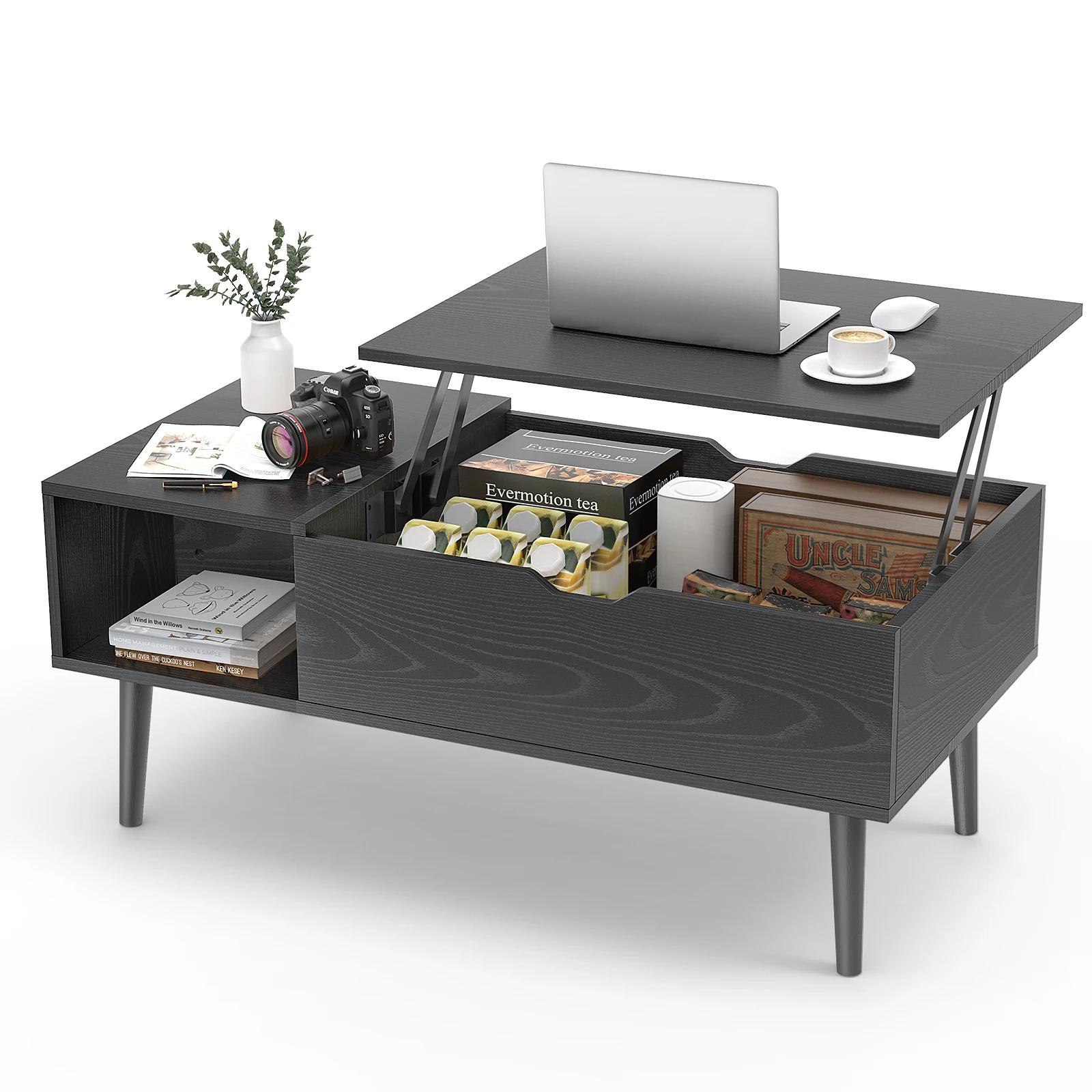 JHK Tables basses relevables pour salon 39.37 "x 19.7" bureau Tables à manger en bois de thé étagère