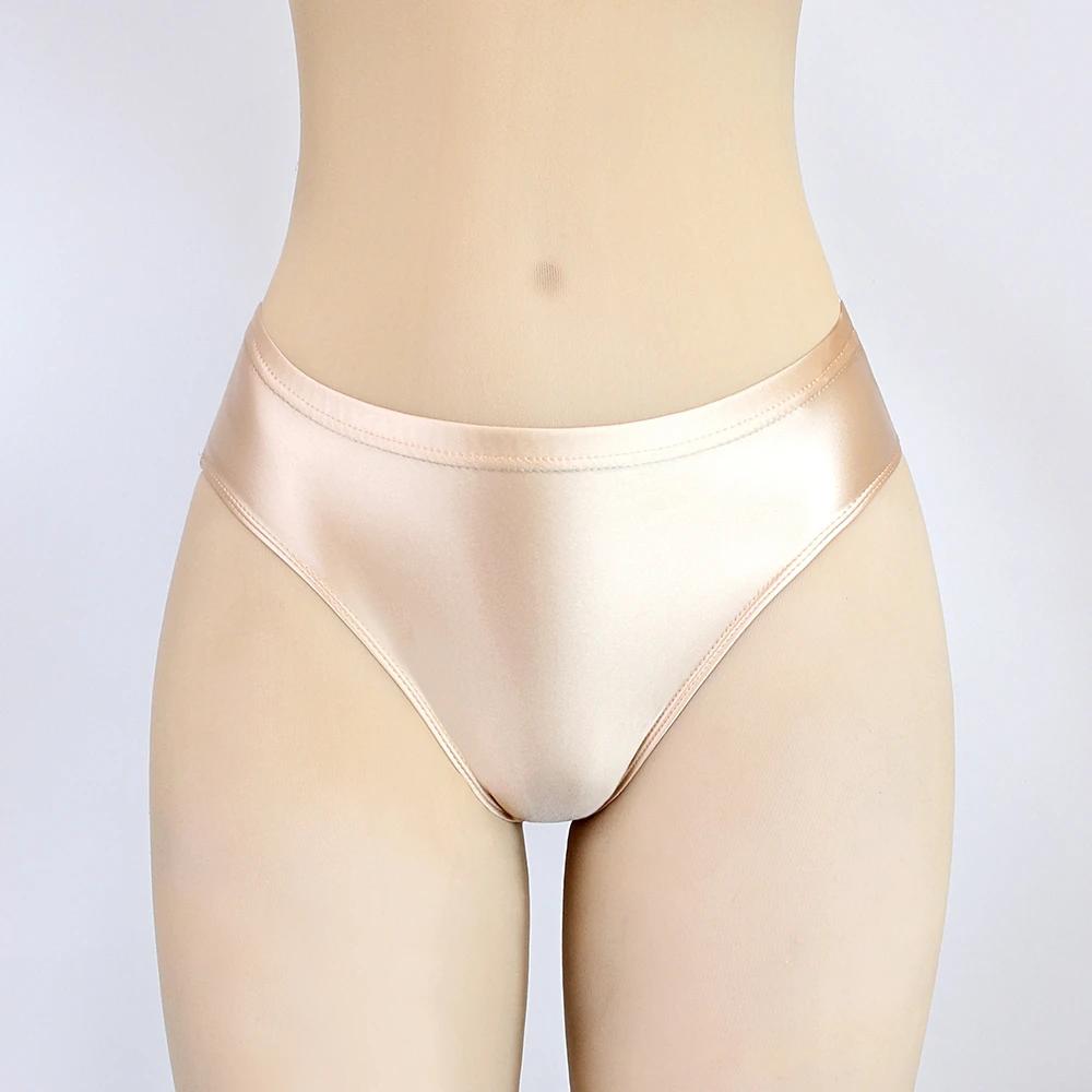 Collant brillant sexy pour hommes - Culotte bikini soyeuse basse pour natation femmes