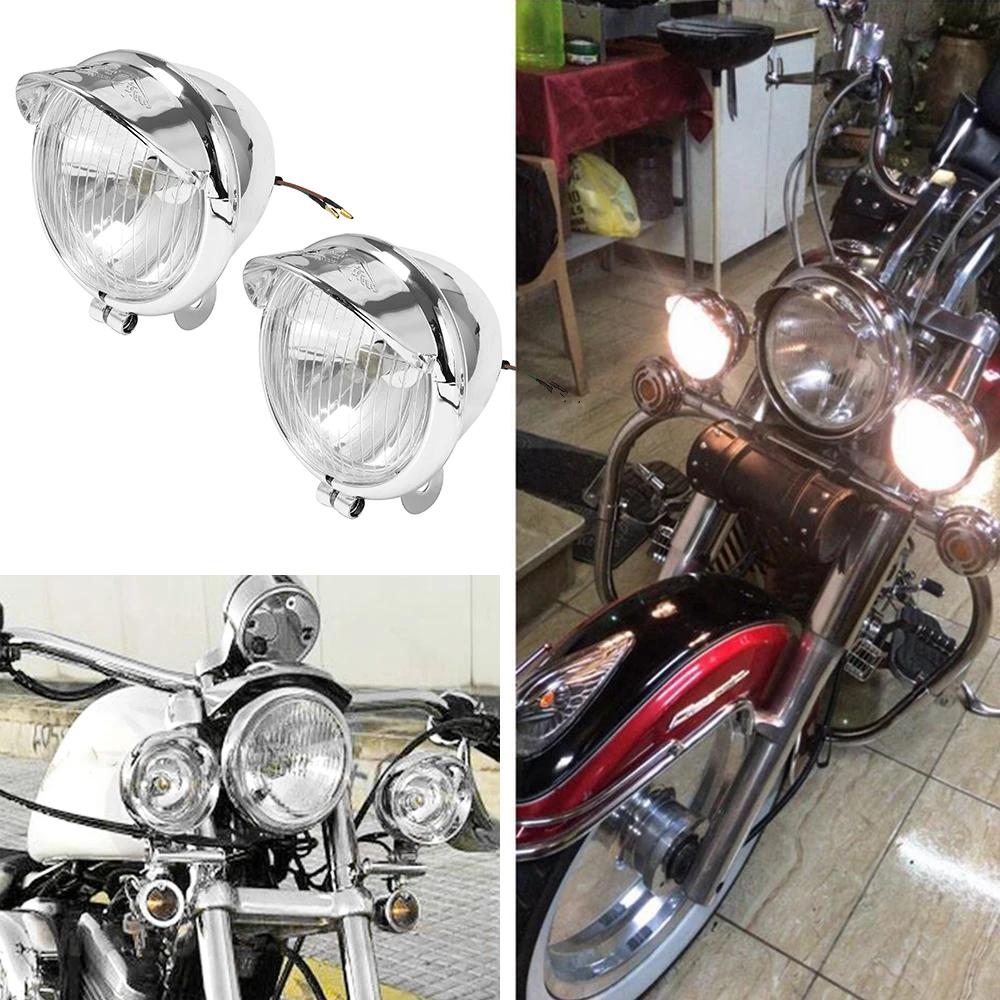 Phares antibrouillard universels chromés pour moto, lampe de sauna, DC 12V, Harley Touring Sportster