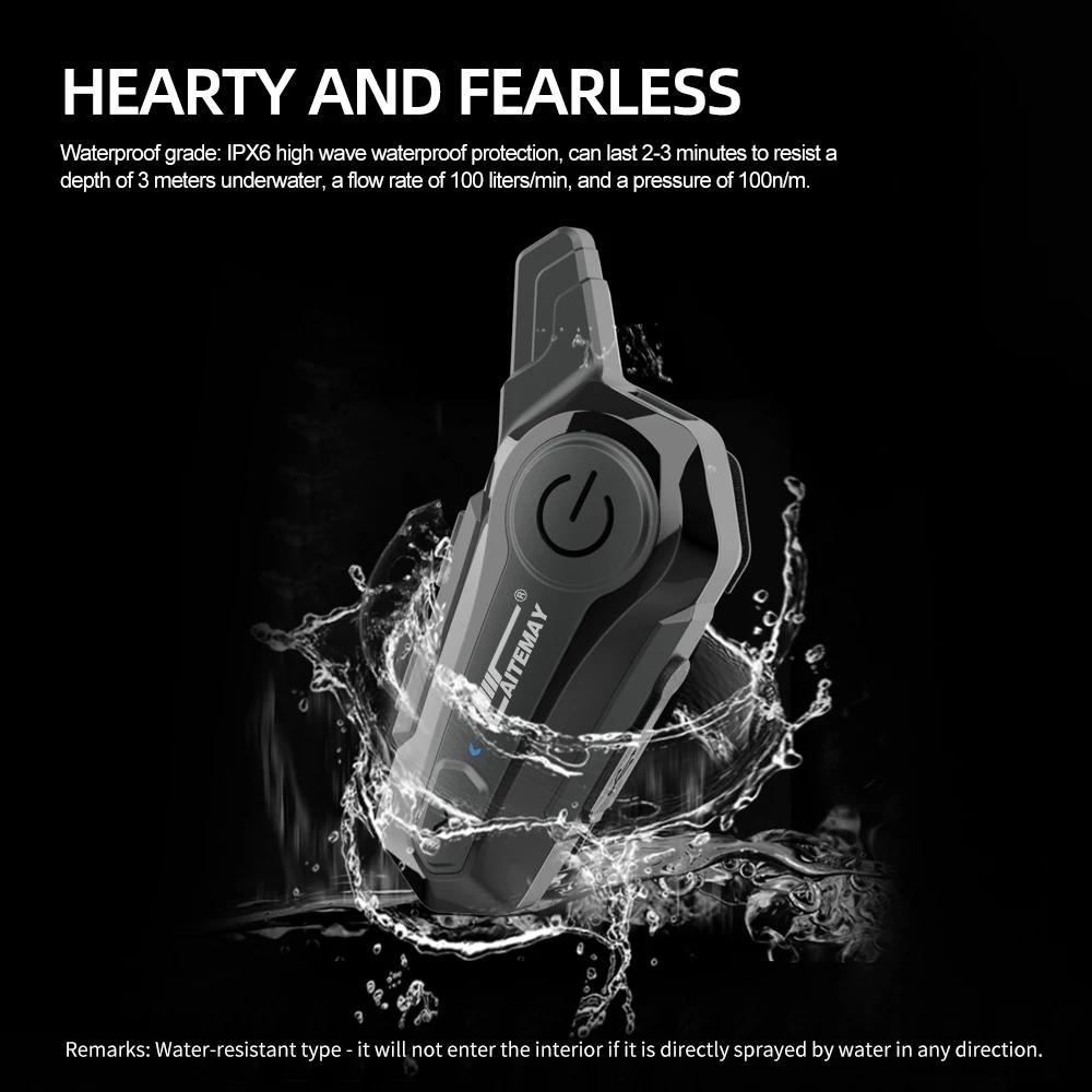 Interphone Bluetooth pour casque de Moto, casque d'écoute pour 2 motocyclistes, Interphone sans fil,