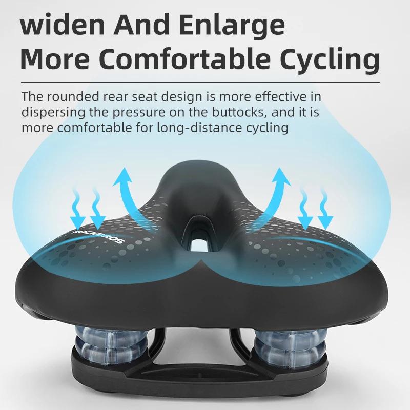 ROCKBROS-Selle de vélo avec feu arrière creux respirant et doux, siège de VTT, absorption des chocs,