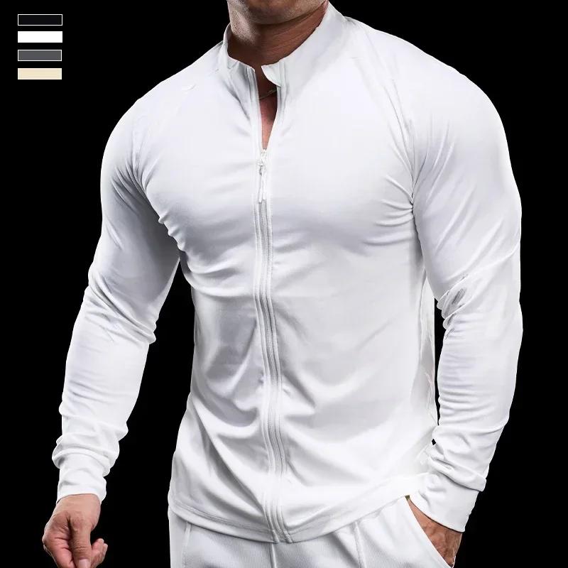 Veste de sport zippée à manches longues pour hommes, Économie de haute qualité, vaccage rapide, Gym,