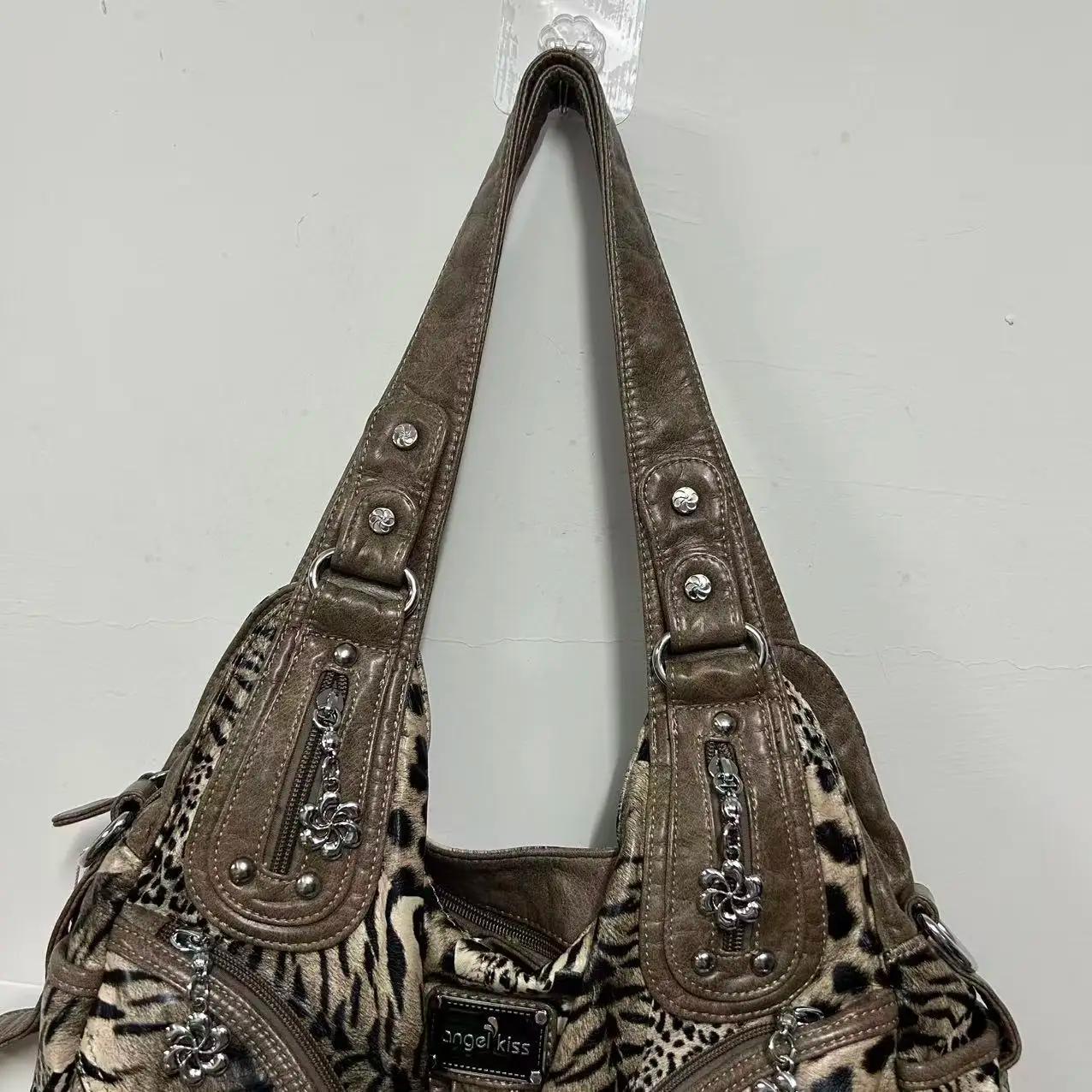 Sac à main polyvalent pour femme, sac à bandoulière léopard, sac à poignée supérieure, sacoche tenda