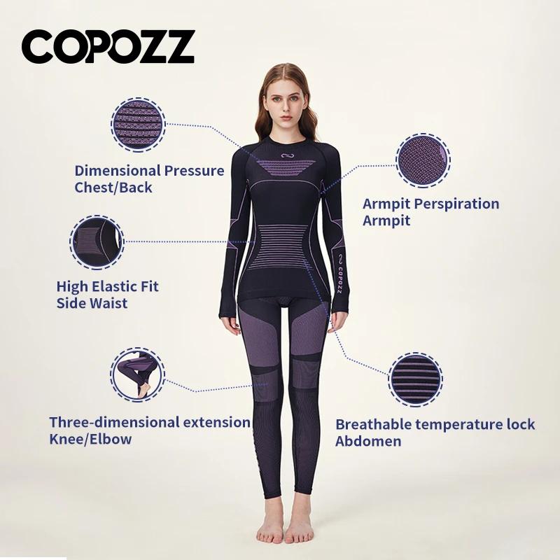 COPOZZ hommes femmes Ski sous-vêtement thermique ensembles Sport séchage rapide survêtement Fitness