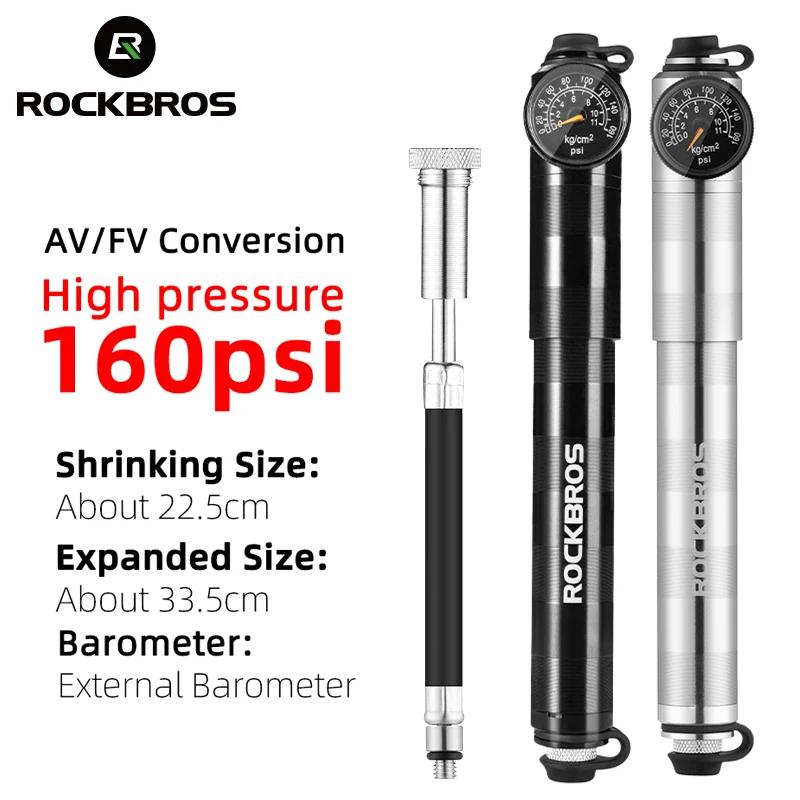 ROCKBROS 160psi pompe à vélo baromètre de pression d'air gonfleur de vélo en alliage d'aluminium vtt