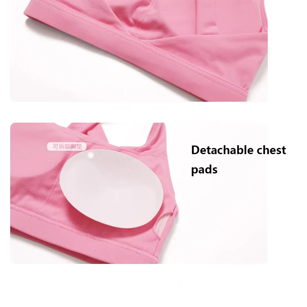 Soutien-gorge de sport dos croisé de couleur unie, gilet de yoga Pilates absorbant les chocs à sécha