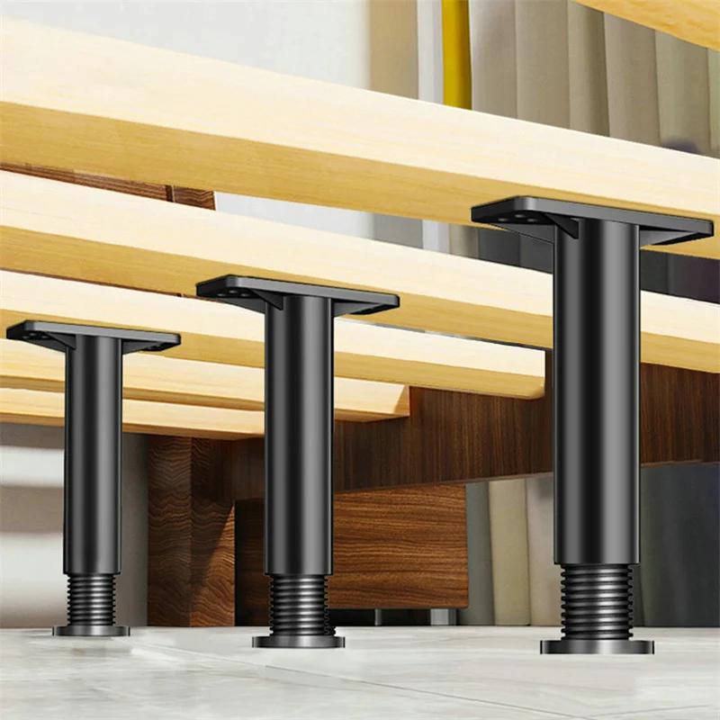 Support de lit réglable télescopique noir, 1 pièce, pied de meuble en plastique renforcé, pied de ca