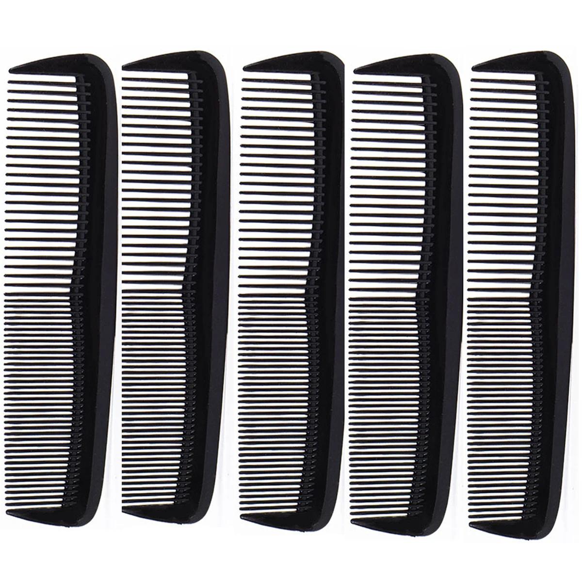 Peigne de coiffure noir 5 pièces, peigne à cheveux à dents fines, peigne résistant à la chaleur, pei