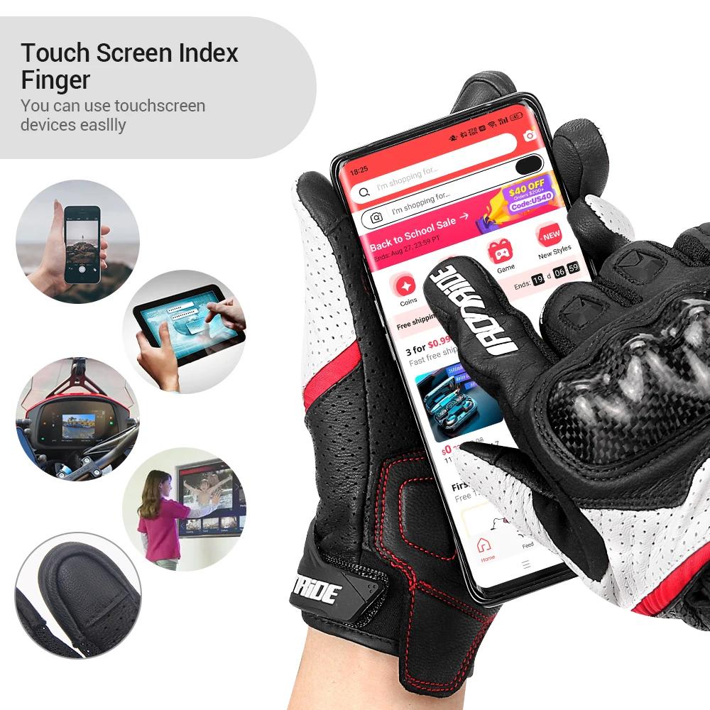 Gants de Moto en Fiber de carbone, cuir de vache, gants de Motocross, équipement de protection antid