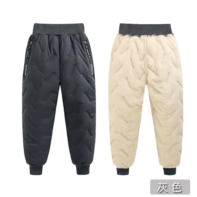 Pantalons rembourrés d'hiver pour enfants, épais et chauds en velours, pantalons longs en laine d'ag