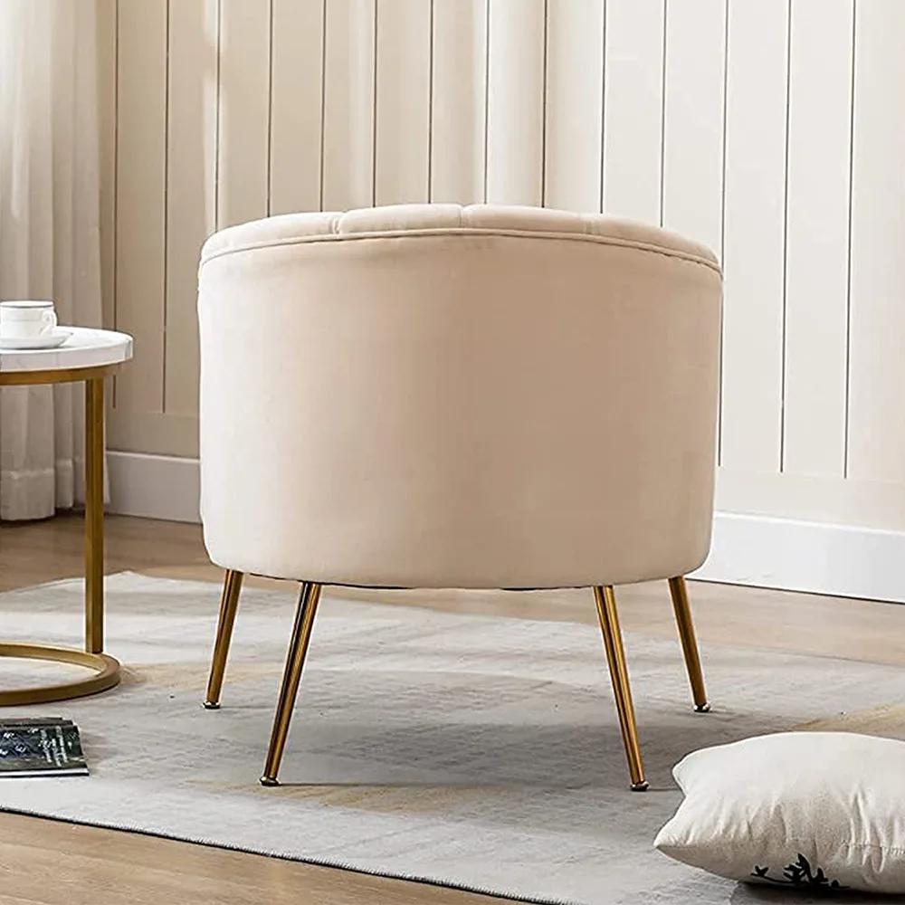 SEYNAR-Fauteuil tonneau moderne Glam en velours, sofa d'appoint crème pour adultes, pour le salon