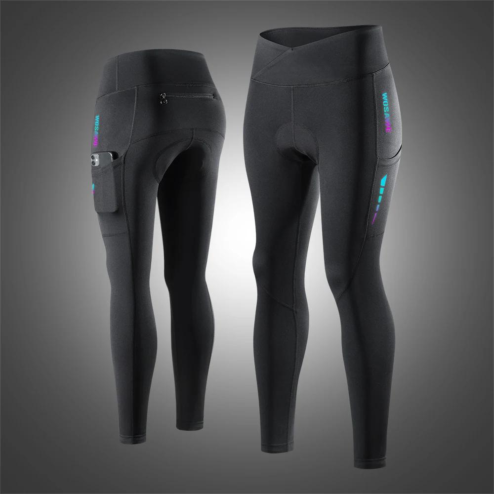 WOSAWE femmes pantalons de cyclisme coupe-vent rembourré pantalons longs hiver vtt vélo collants pan