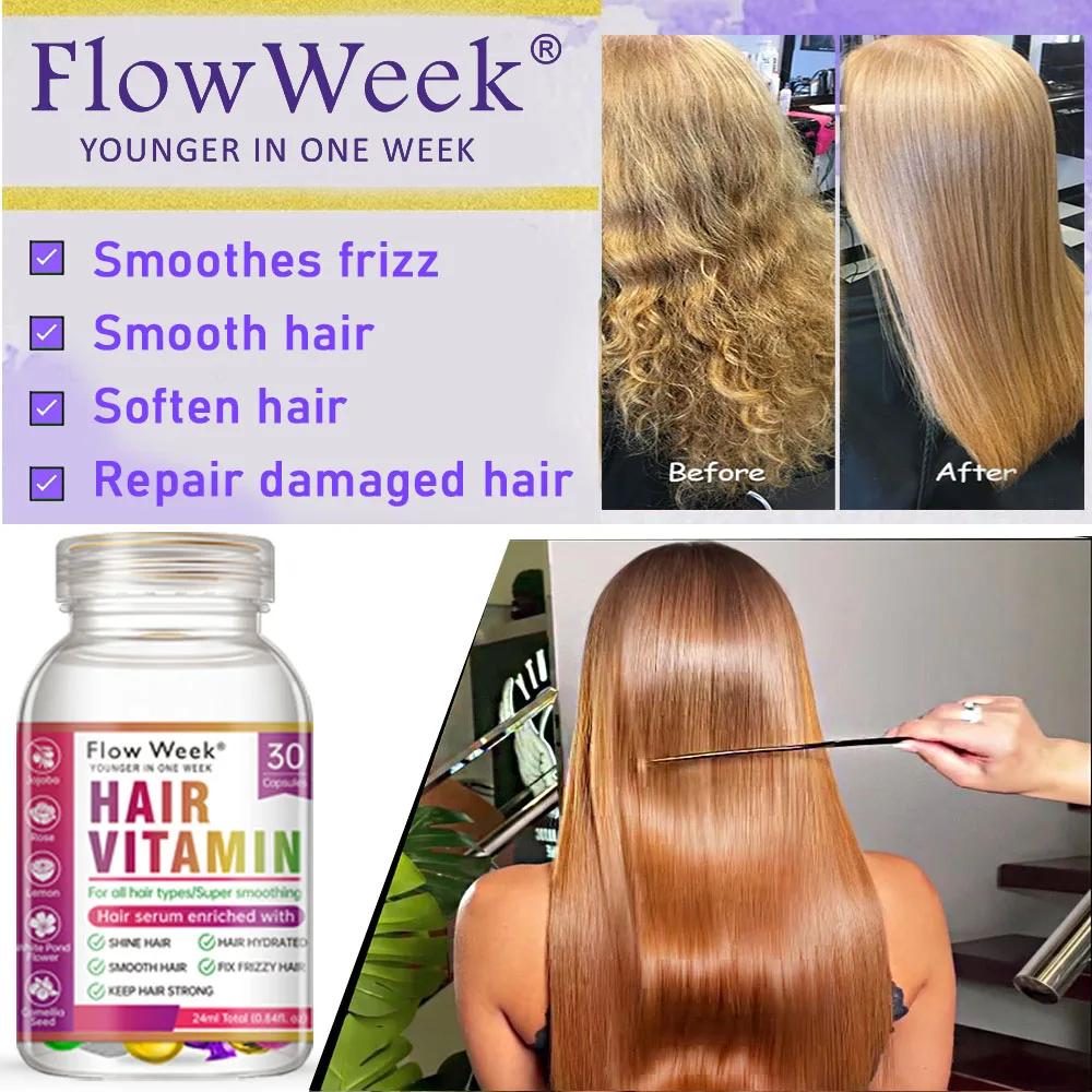 Flow-du-- Capsule de vitamine pour cheveux, masque capillaire lisse et soyeux, huile complexe KerBri