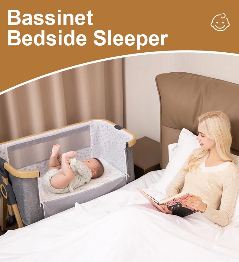 Lit bébé multifonctionnel avec réglage de hauteur pliable, balançoire portable et mobile à placer pr