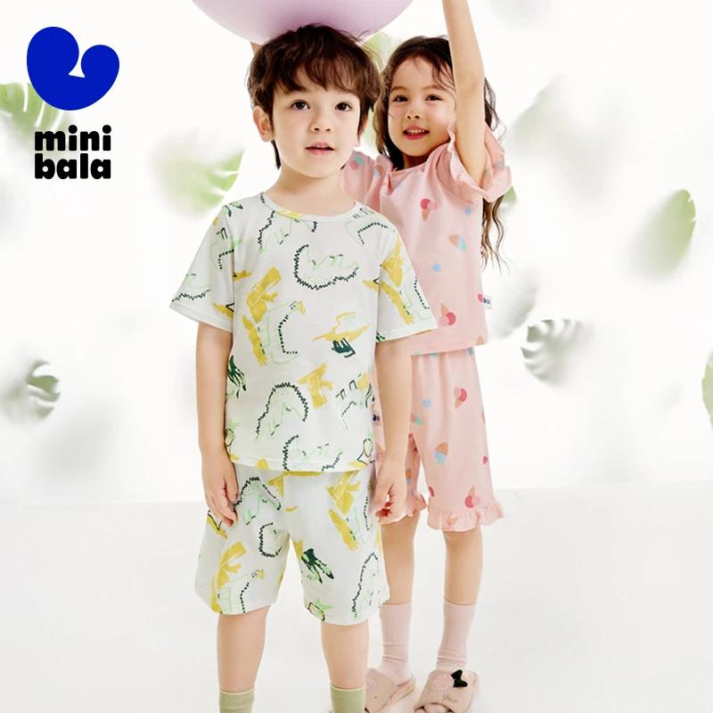 Mini Bala Homewear Set pour enfants, pyjama respirant, pur coton, vêtements d'intérieur d'été, unise