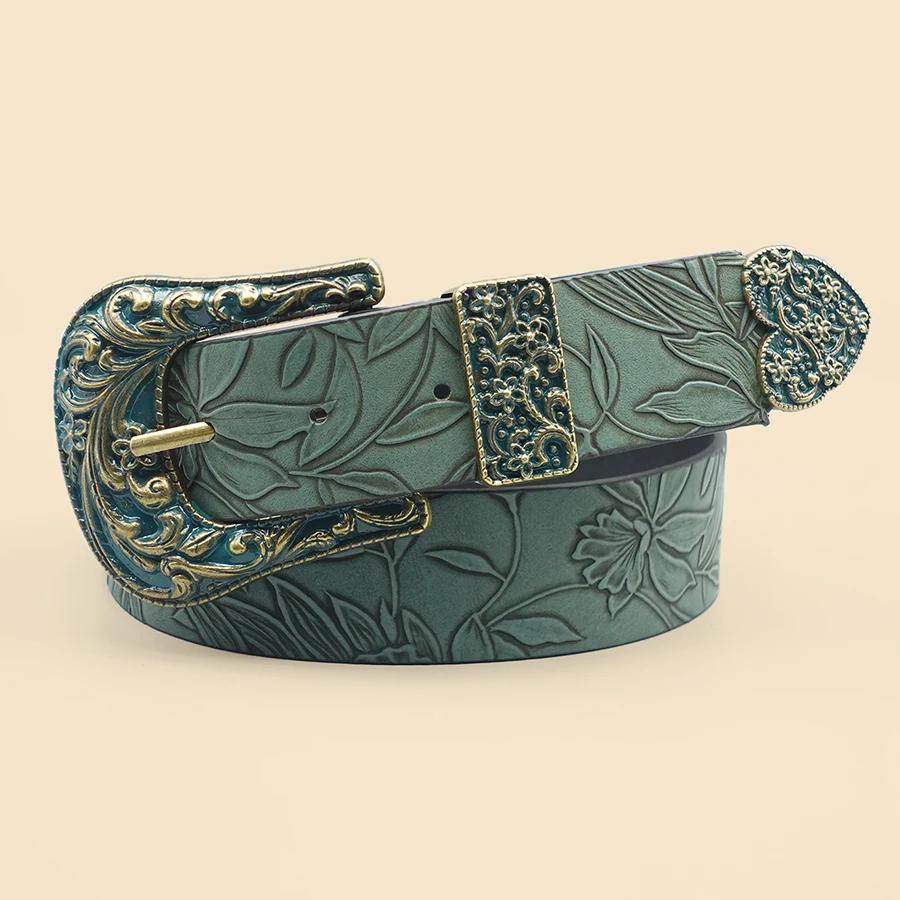 Ceinture sculptée avec impression de cuir chevelu pour femme, ceinture décontractée, polyvalent pour