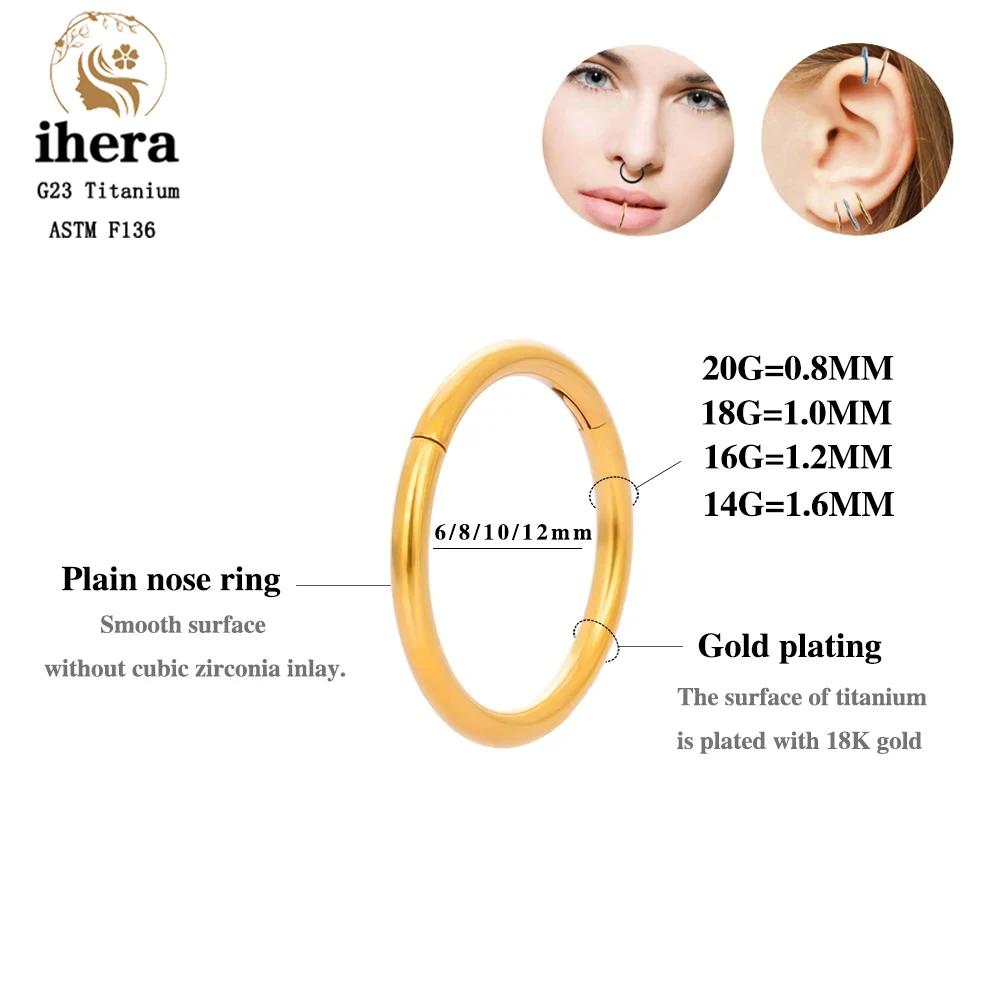 Lot de 10/50 anneaux de nez en titane G23 pour femme, bijoux de piercing, boucles d'oreilles rondes,