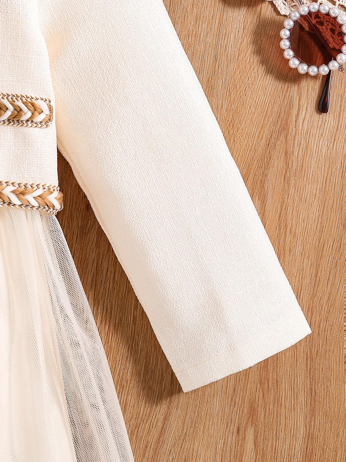 Nouvelle robe mignonne à la mode d'automne pour filles, robe de princesse moelleuse - blanche