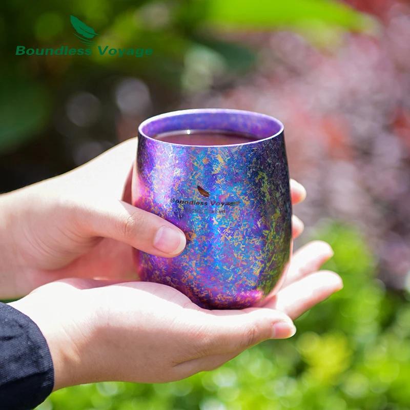 Tasse à thé Double couche colorée en titane, Voyage sans limite, avec fleur glacée, pour l'eau, le t
