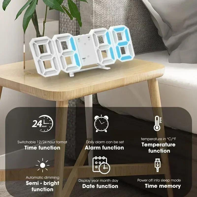 Horloge de bureau numérique horloge de bureau électronique décorative murale avec Mode lumineux régl