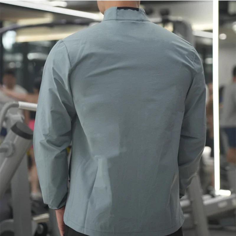 Veste de fitness homme printemps automne - Vêtement d'extérieur décontracté jogging en plein air col montant