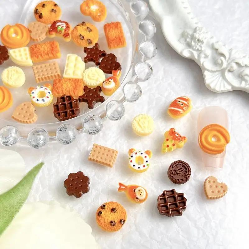 Ours créatif crème glacée chocolat Nail Art accessoires mignon simulé sourire Sandwich étoile Biscui